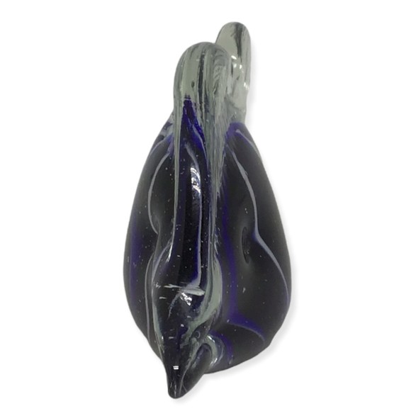 Handmade Glass Art Fish Purple White Stripe Angel Paperweight Sculpture Figurine - Picture 6 of 7